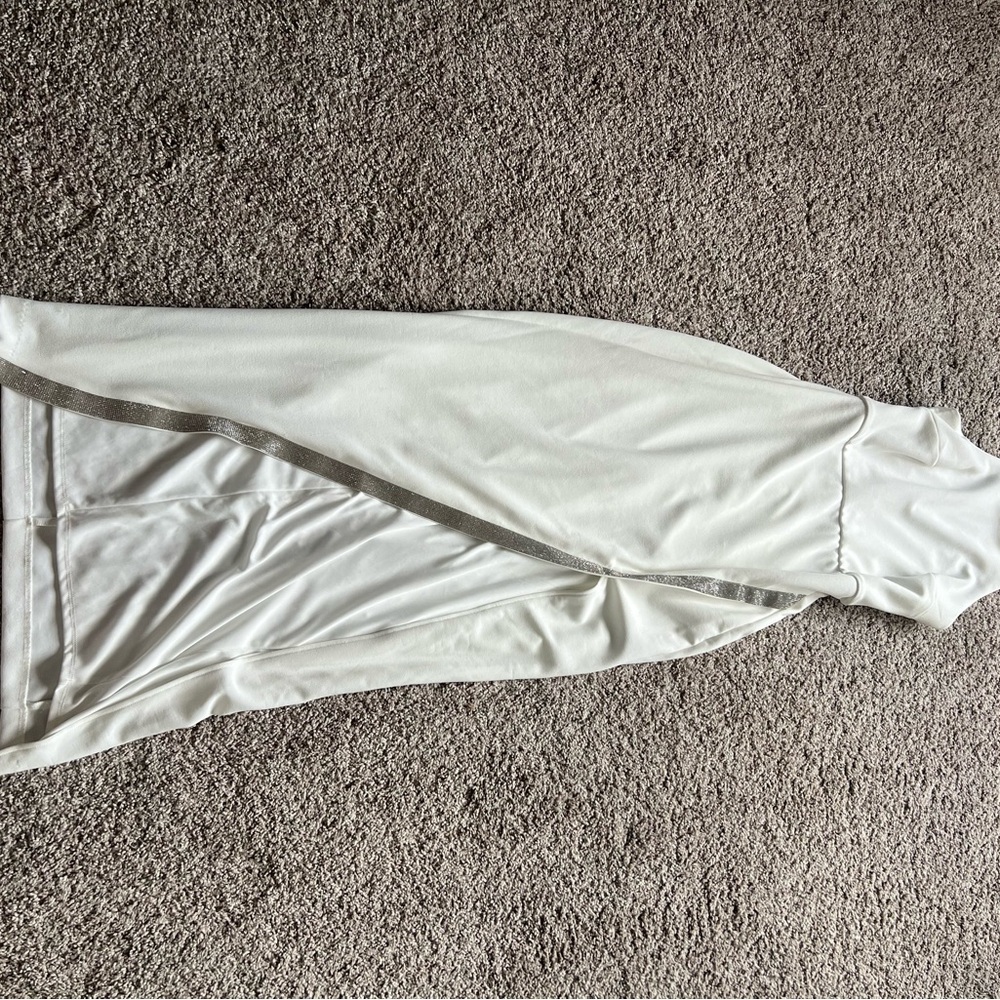 BCX White Halter Gown with Slit for Weddings - Picture 4 of 5